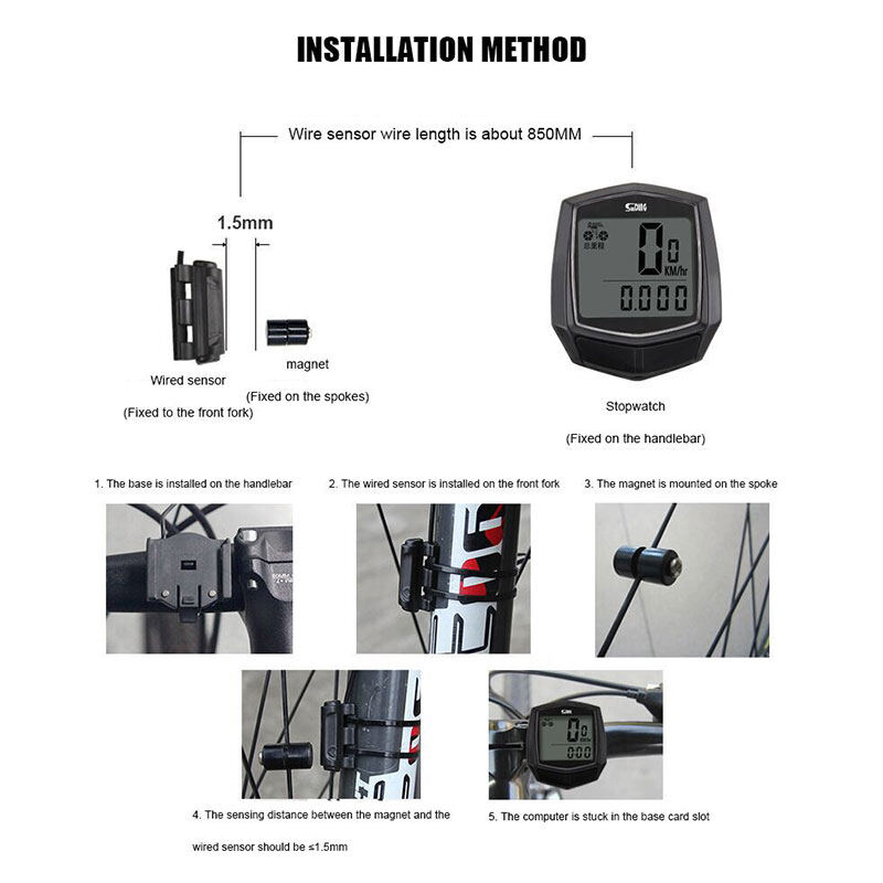 SBART Bicycle computer speedometer odometer Chinese and English wired computer