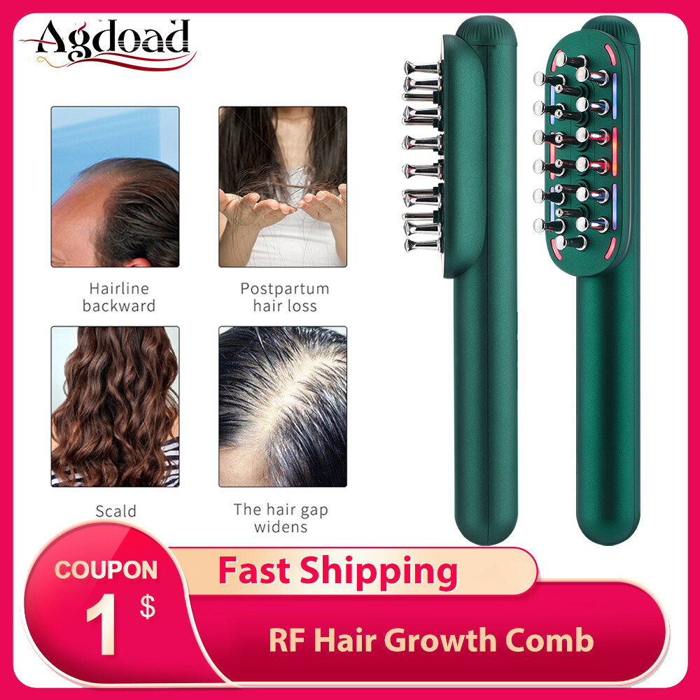 Agdoad Hair Growth Comb RF EMS Micro Current Electric Massage Comb LED