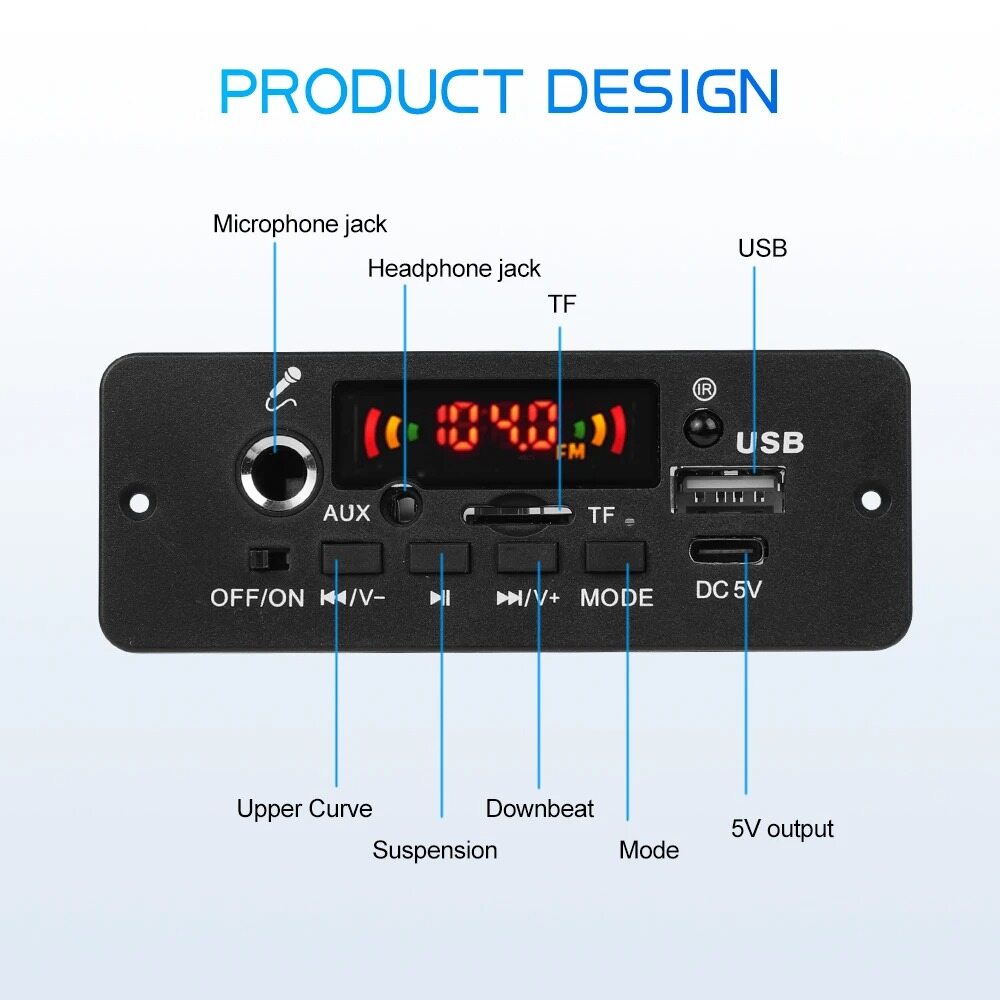 KEBIDU 10W trong nhà tự làm bộ khuếch đại kỹ thuật số bảng mạch Giải Mã MP3 5V công suất âm thanh Bluetooth FM USB Xe Hơi Máy nghe nhạc MP3 cho âm nhạc Loa siêu trầm Loa