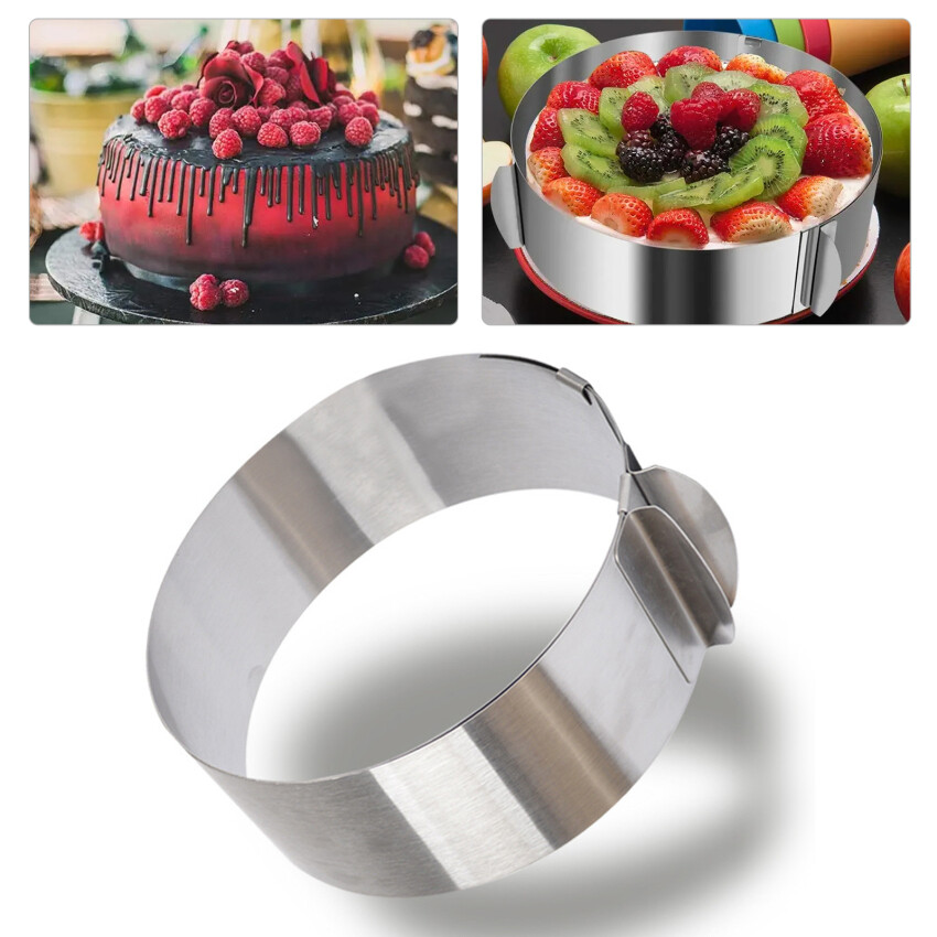 Cake Mold-Cake Ring-Adjustable Round Stainless Steel 6 to 12 Inch Cake Mold - Cake Baking Supplies