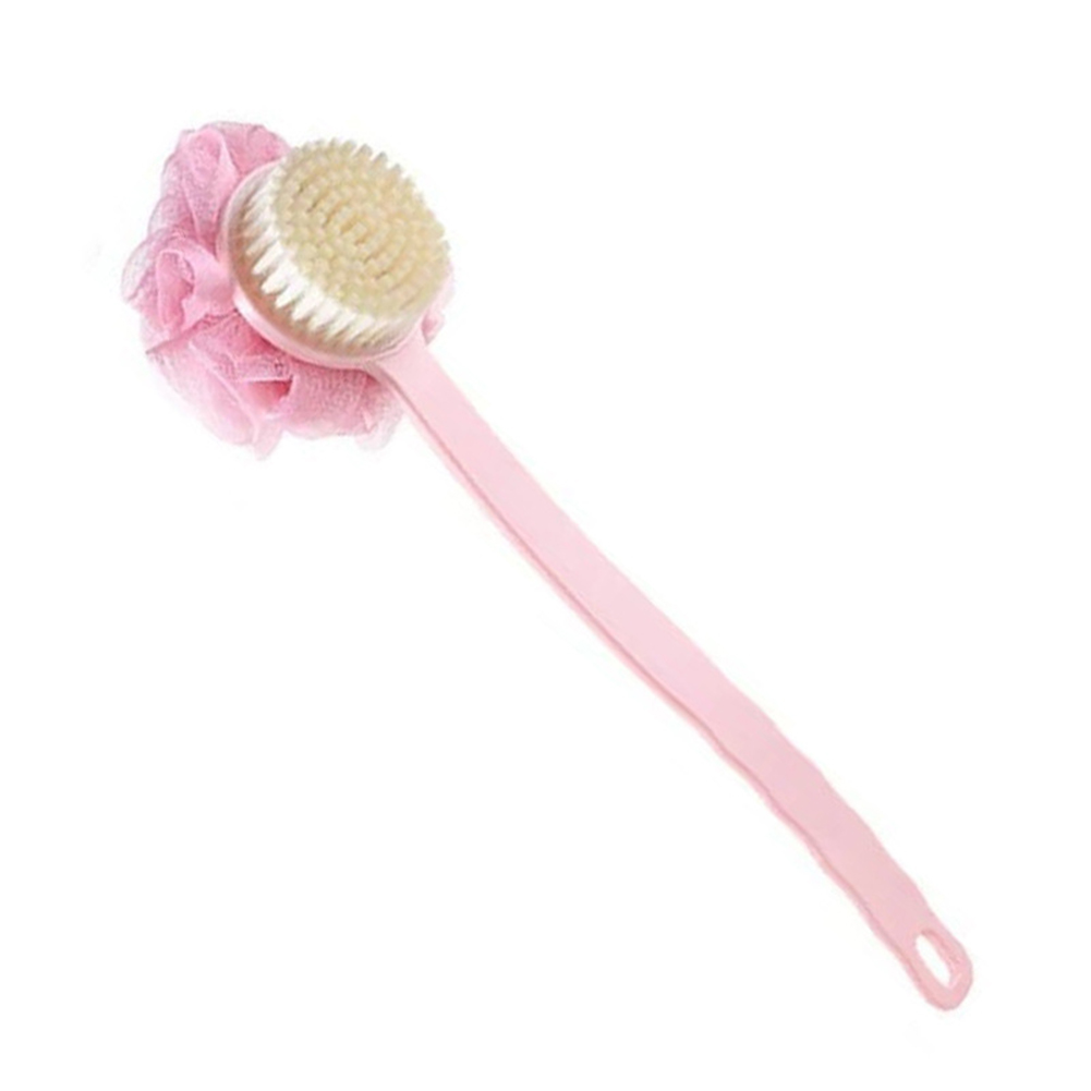 2In1 Bath Brush With Bath Ball and Bristle Body Exfoliating Scrubber Long Handle Body Back Massage Shower SPA Foam Cleaning Tool