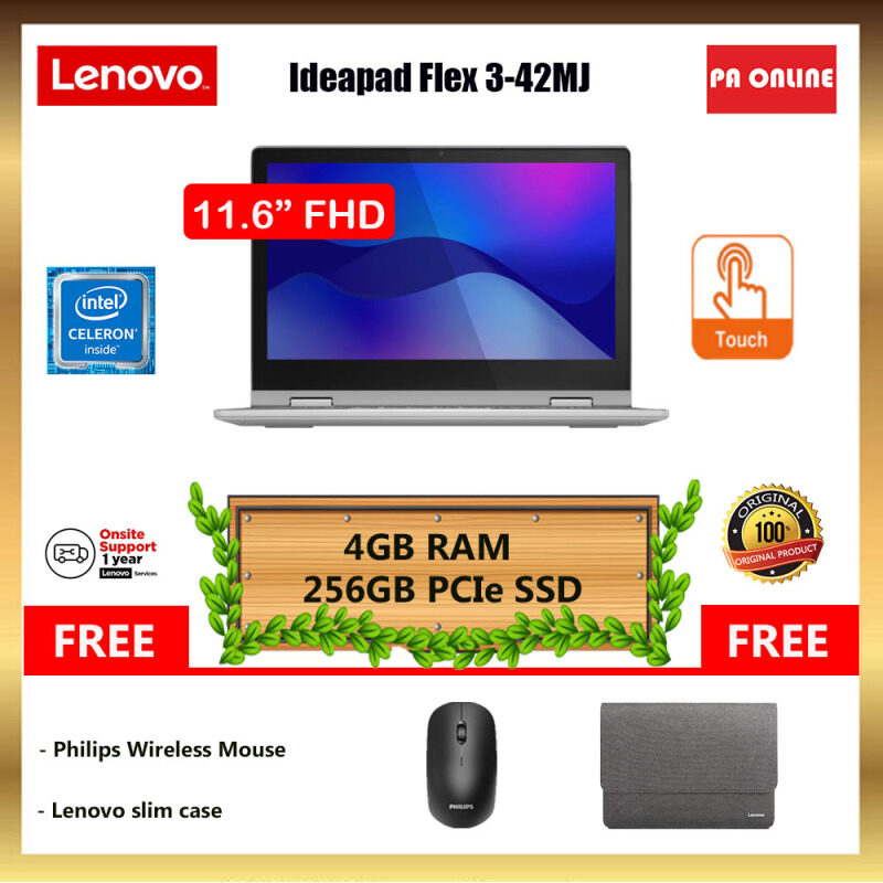 Lenovo IdeaPad Flex 3 82B20042MJ -Intel Celeron N4020 /4GB RAM /256GB SSD /11.6HD IPS Touch /Win 10 /1 Year Malaysia