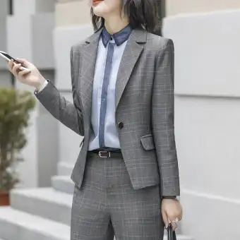 ladies plaid pant suits