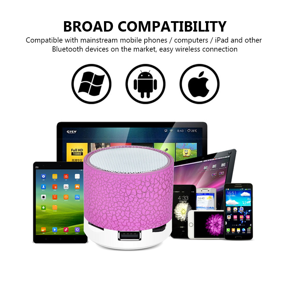 VAORLO Portable S10 Cracks Mini Bluetooth Wireless Speaker With LED Lights Support USB / TF / BLUETOOTH