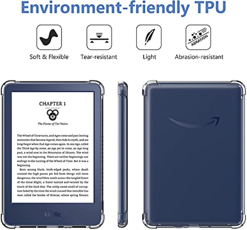 XJ Mall Transparent Back Shell Case Shockproof Slim Lightweight Soft TPU Protective Back Cover for Kindle Paperwhite 1 2 3 4 5