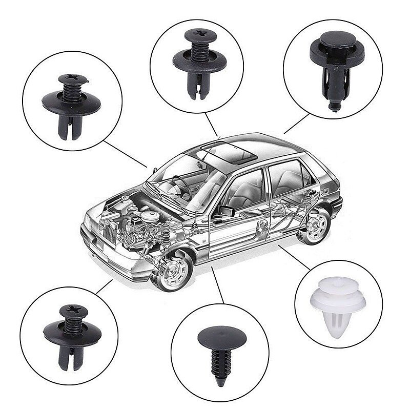 Tấm Chắn Bùn Xe Hơi Thông Dụng 100 Chiếc Chốt Đinh Tán Bằng Nhựa Kẹp Chốt Đẩy