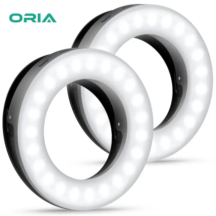 ORIA Clip-on LED Camera Light Other Smartphone Rechargeable Fill-Light Selfie Ring Light 3-Level Adjustable Brightness On-Camera Video Light for iPhone Samsung Tablets etc
