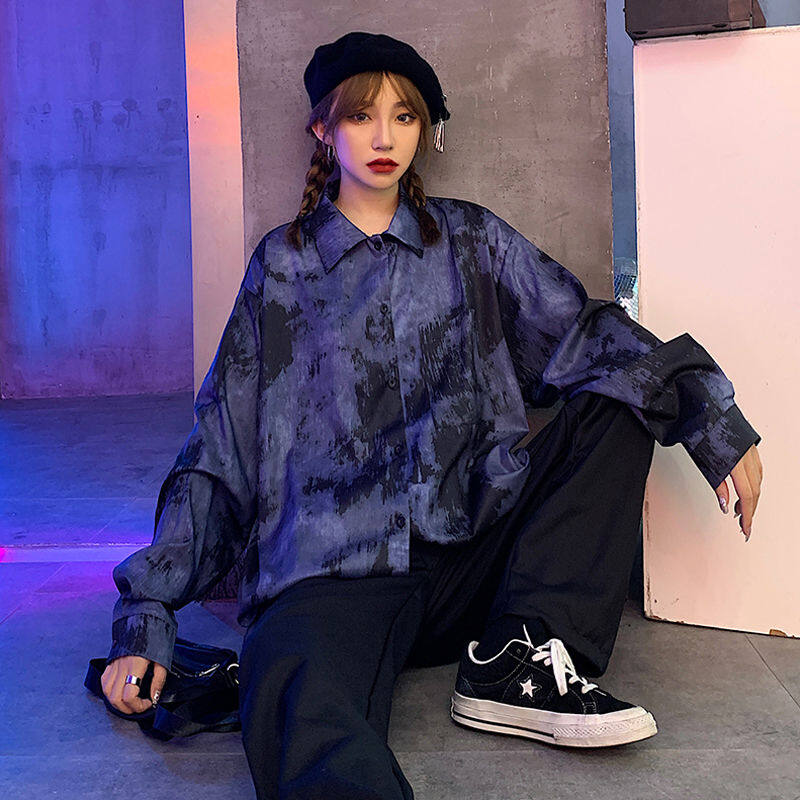 Tie-dye Sunscreen Long-sleeved Shirt Retro Loose Shirt