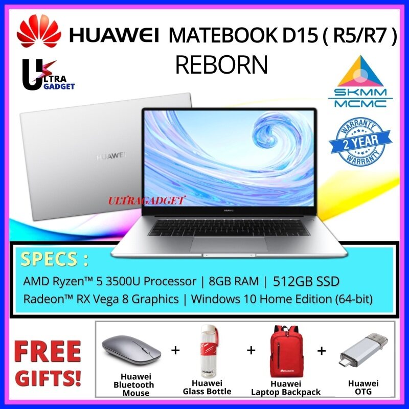 Huawei Matebook D15 R5/R7( 8GB RAM+512GB SSD) Original Huawei Malaysia Set Malaysia