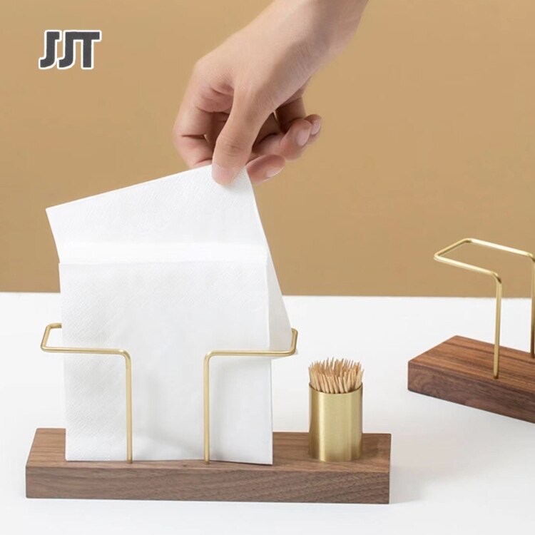 JJT Tissue holder, solid wood Simple tissue holder vertical toilet paper holder cafe dining room dining table napkin holder