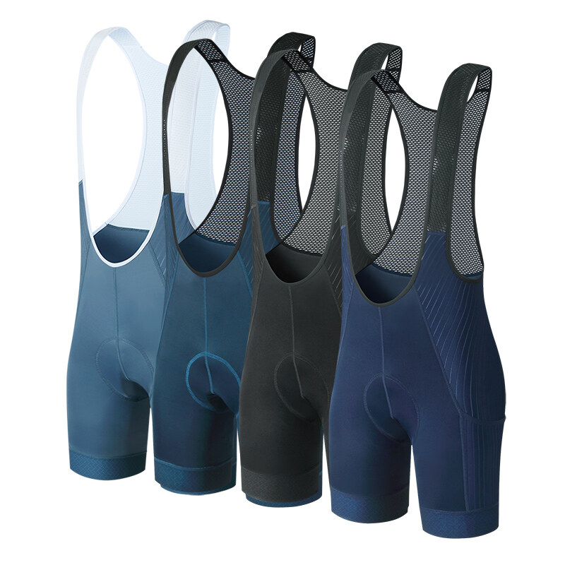 Solid Black & Blue Cycling Bib Shorts for Men