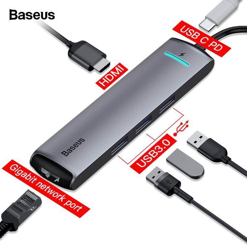 Baseus USB C HUB Type C to HDMI RJ45 Ethernet Multi Ports USB 3.0 USB3.0 PD Power Adapter For MacBook Pro Air Dock USB-C HUB HAB