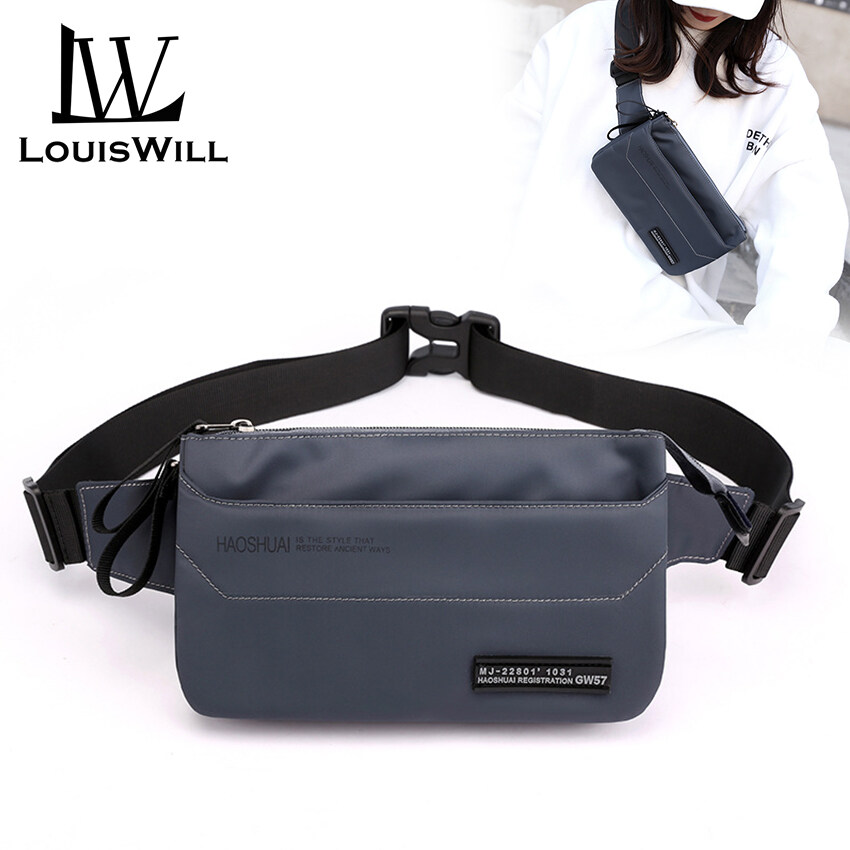 LouisWill ชายเอวแฟชั่นกระเป๋าคาดอกกันน้ำถุงสลิง Crossbody กระเป๋ากระเป๋าถือกระเป๋าเดินทางกีฬากระเป๋าถือกระเป๋าคาดอกสำหรับชายกีฬากลางแจ้ง