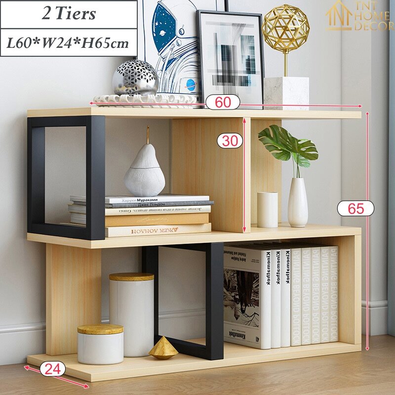 Living Room Furniture Modern Simple Bookshelf Bookcase Iron Wooden