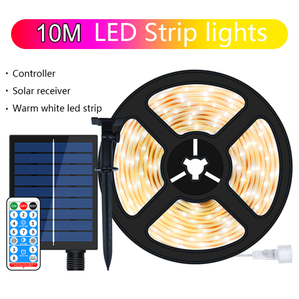MIWAT Solar LED Light Strip 5m 10m Flexible RGB LED Strip 8 Lighting