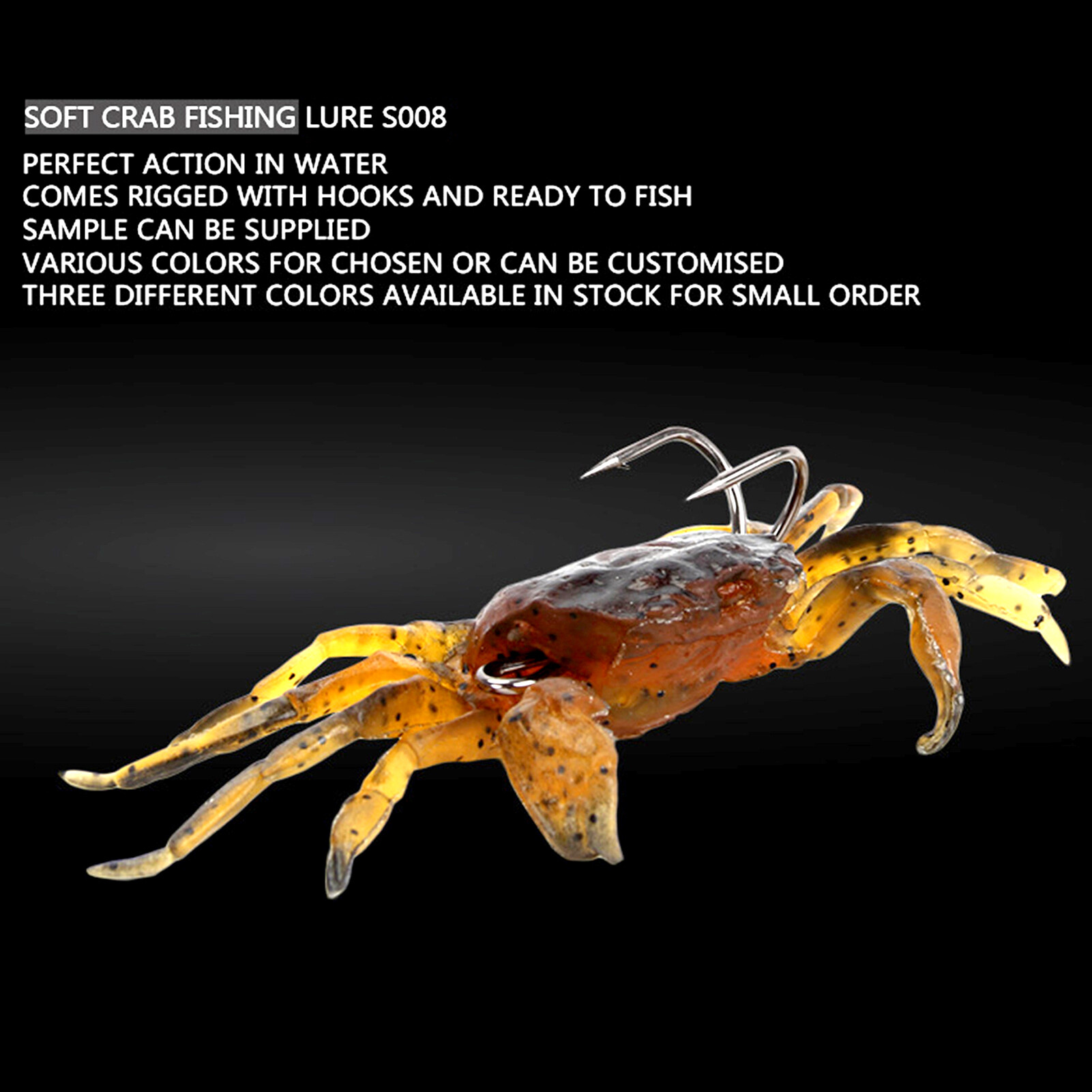 Honrane 34.5g Crab Lure Soft 3D Appearance with Hook Artificial Crab Simulation Sharp Baits Tools for Outdoor