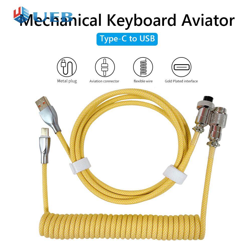 Type C USB Cable Keyboard Aviator for Mechanical Keyboard Aviation Connector Spiral Paracord