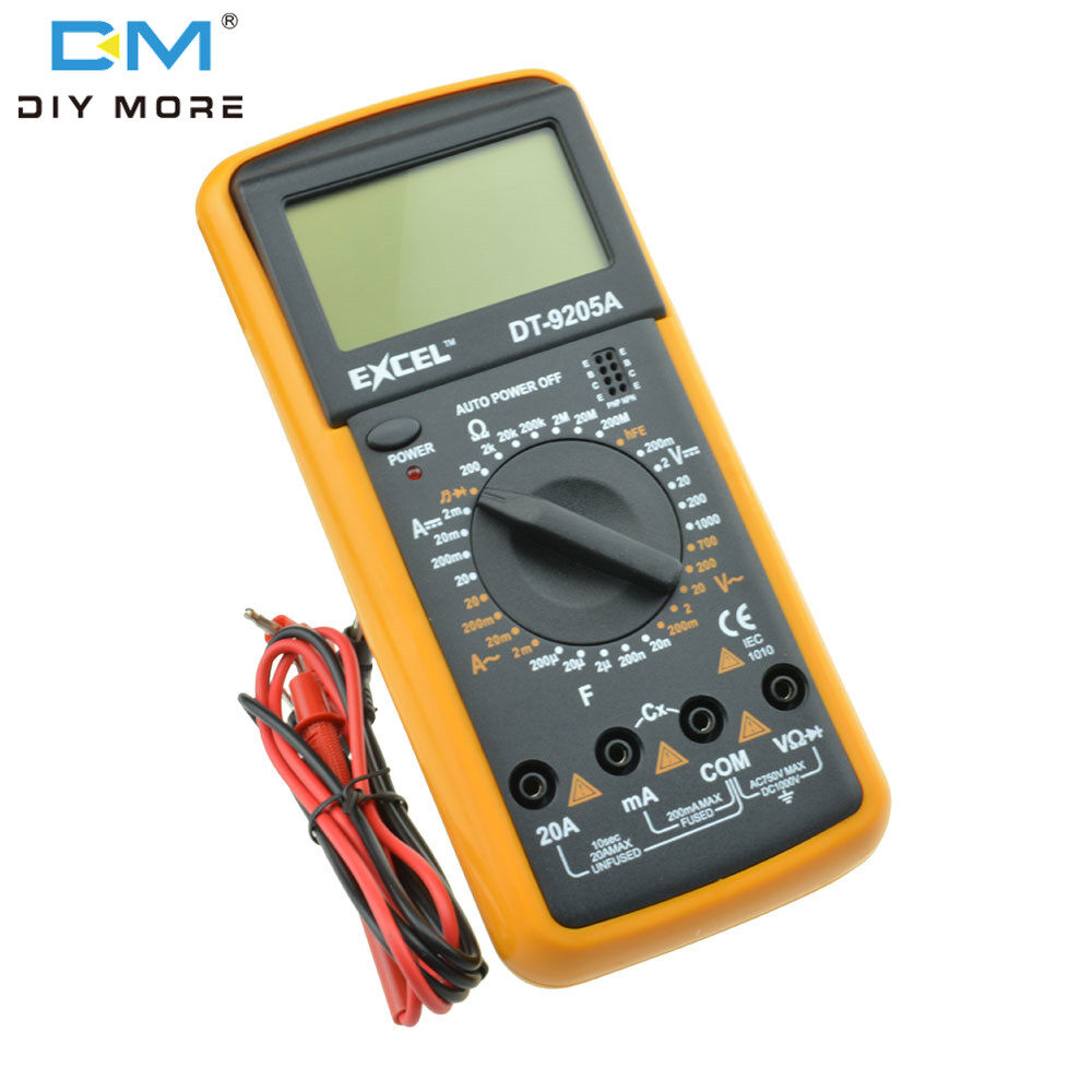 Diymore Digital DT9205A Multimeter LCD AC/DC Ammeter Voltmeter Ohmmeter Resistance Capacitance Tester