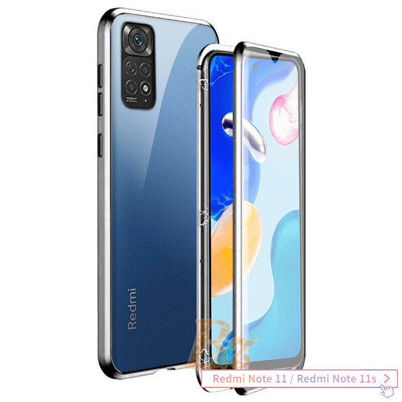 For Xiaomi Redmi Note 11 / Redmi Note 11s / Redmi Note 11 Pro 5G Magnetic Case 360 Front+Back double-sided 9H Tempered Glass Case For Redmi Note 11 Note 11s Note 11 Pro Metal Bumper Case