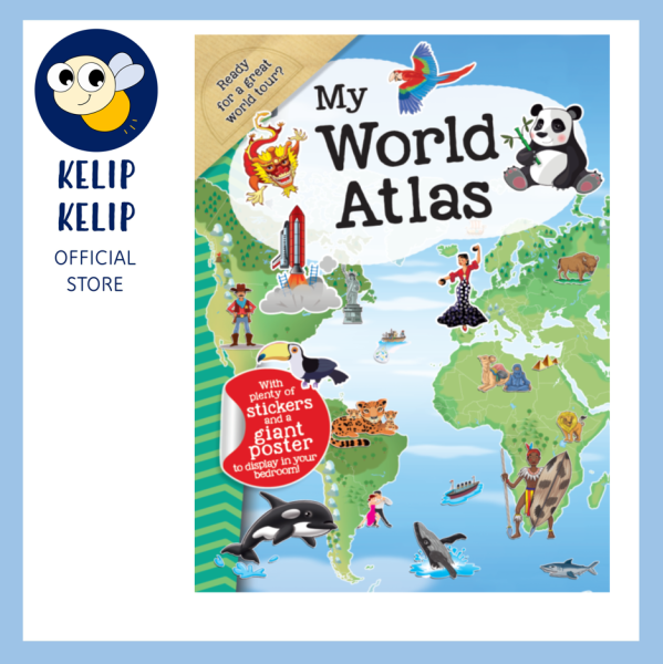 My World Atlas Activity Book with Stickers & Poster For Kids To Learn about Countries Malaysia