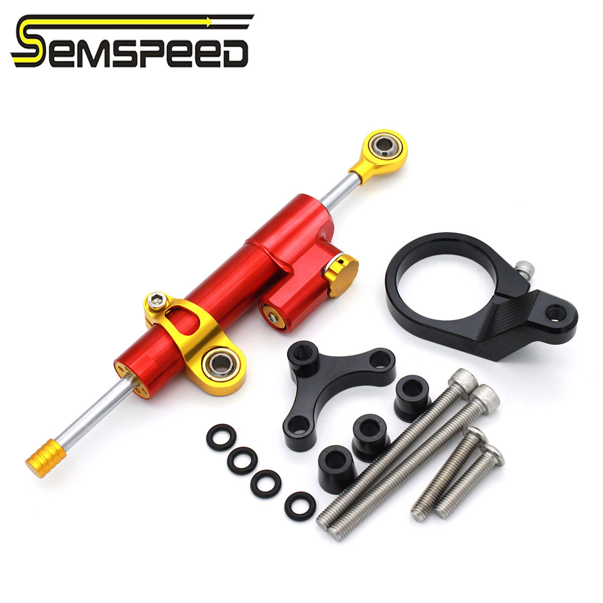 SEMSPEED Motorcycle CNC Steering Damper Shock Stabilizer Mount Kit For