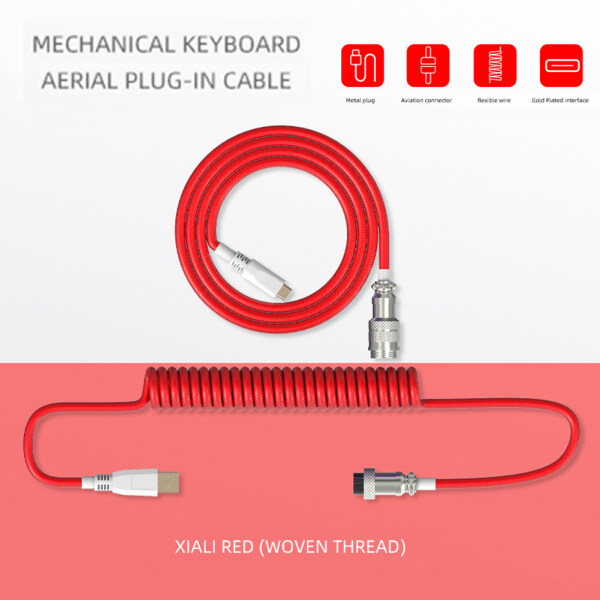 Mechanical Keyboard Aviator Cable Aviation Connector Coiled Type-C USB Wire Kit Desktop Computer Decoration Accessory Singapore