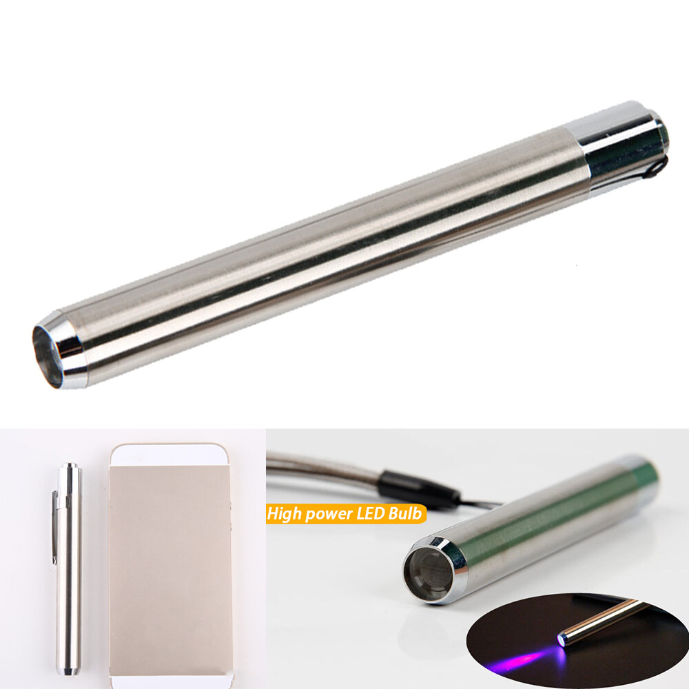 Stainless Steel Checker Mini Lamp Ultra Violet Light Led Torch UV Flashlight