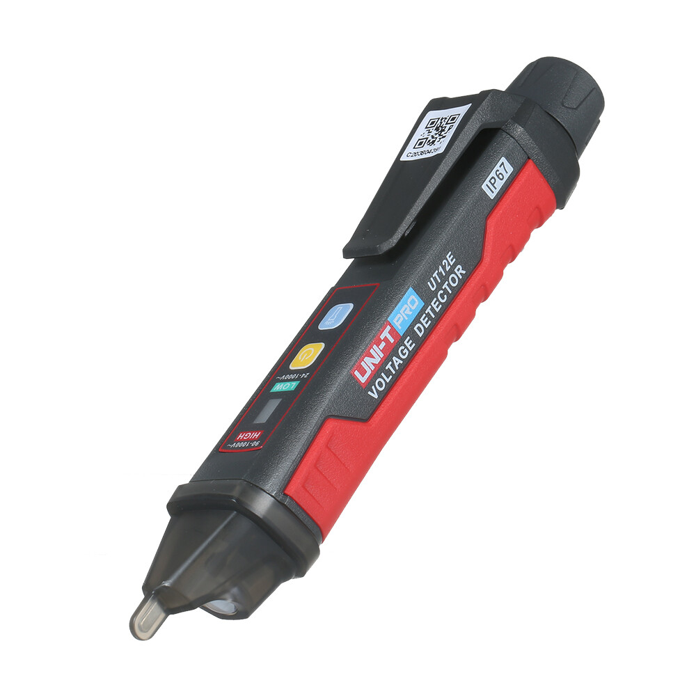 UNI-T UT12E AC Voltage Detector Meter 24V-1000V Non-Contact Portable Tester Pen Socket Volt Current Electric Test Pencil with Sound and Light Alarm and LED Flashlight Vibration
