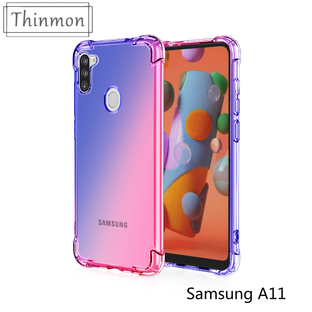 Thinmon for Samsung A11 Gradient Color Case Cover Soft TPU Silicone Phone Cases Back Cover Airbag Shockproof Casing