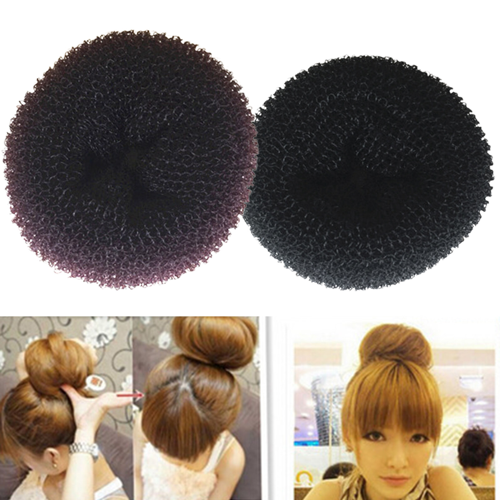 10 Pcs/Set Hair Bun Maker Solid Color Soft Flexible Portable Durable Make Hair Bun Convenient Elastic Easy to Use Hair Rope Hair Accessories