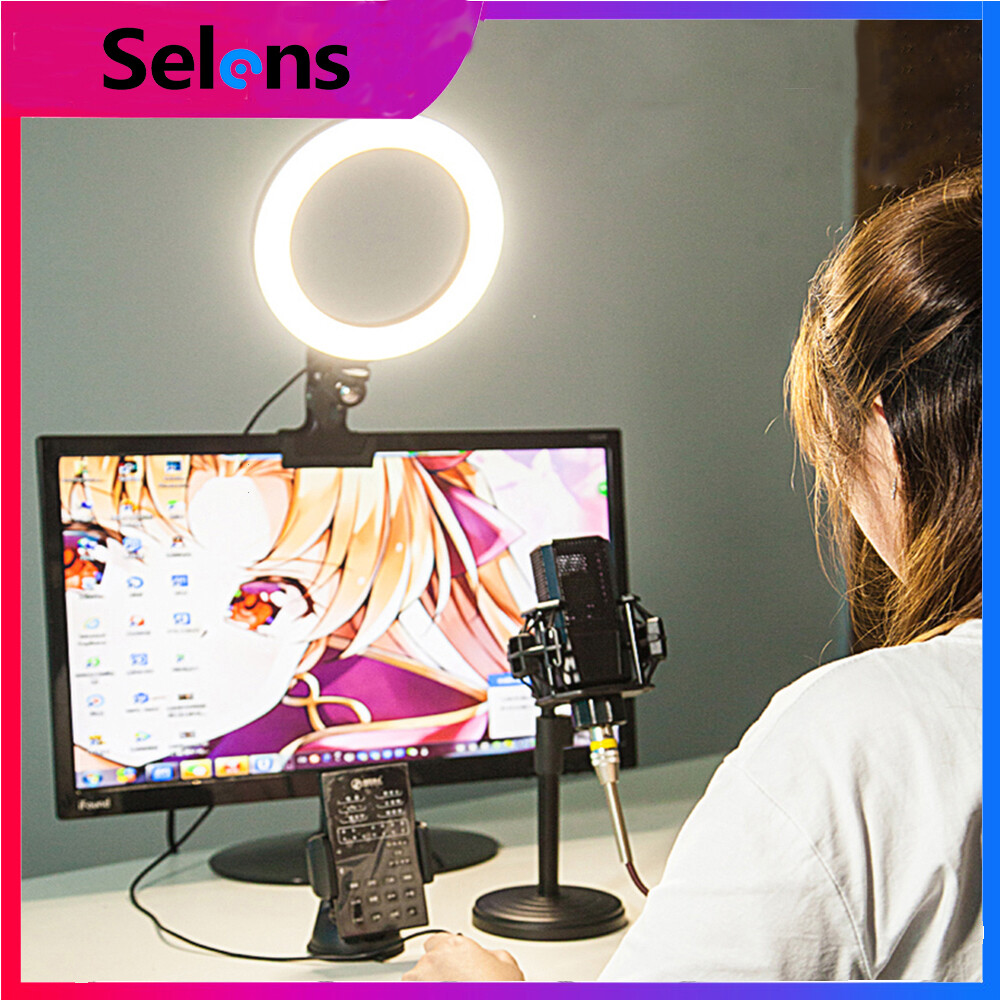 Selens 10 inch Protable 26CM Selfie Ring Light With Clamp For Youtube Live Streaming Studio Video Led Dimmable Photography Lighting Use for Outdoor photo light Filling light indoors Portrait, Fashion Wedding Art Advertisement photography