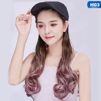 Srfhsfdg 2019 Long Curly Wig Cap Long Hair Baseball Cap Ball Caps