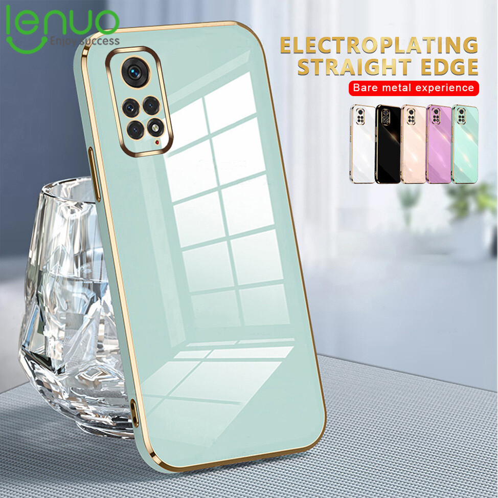 Lenuo Luxury 6D Plating Soft Casing Silicone Square Frame Phone Case For Xiaomi Redmi Note 11 11S Pro 5G Note 11e Redmi 10 5G Phone Case Shiny Bling Back Cover Coque