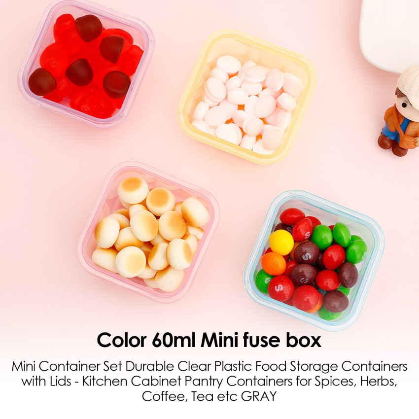 Bộ Hộp Đựng Mini Hộp Đựng Thực Phẩm Bằng Nhựa Trong Suốt Bền Có Nắp Đậy-Hộp Đựng Thức Ăn Trong Tủ Bếp Cho Gia Vị, Thảo Mộc, Cà Phê, Trà, V. V.