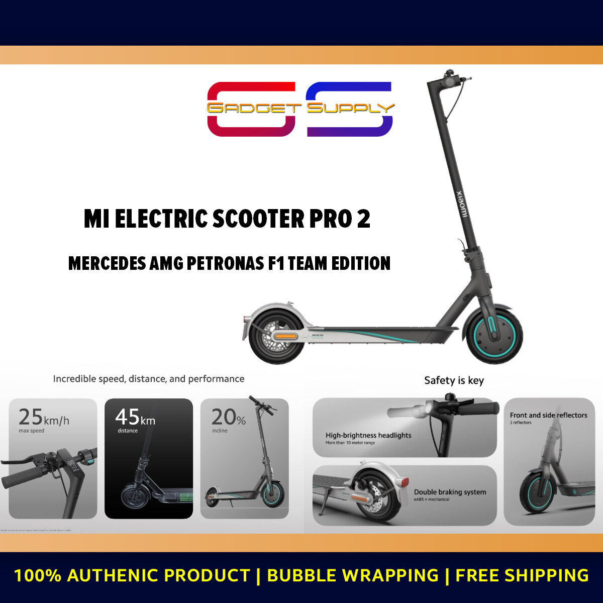 Xiaomi Mi Electric Scooter Pro 2 - Mercedes AMG Petronas F1 Team Edition  (25km/h Max Speed, 45km Long Range) 1 Year Warranty | Lazada