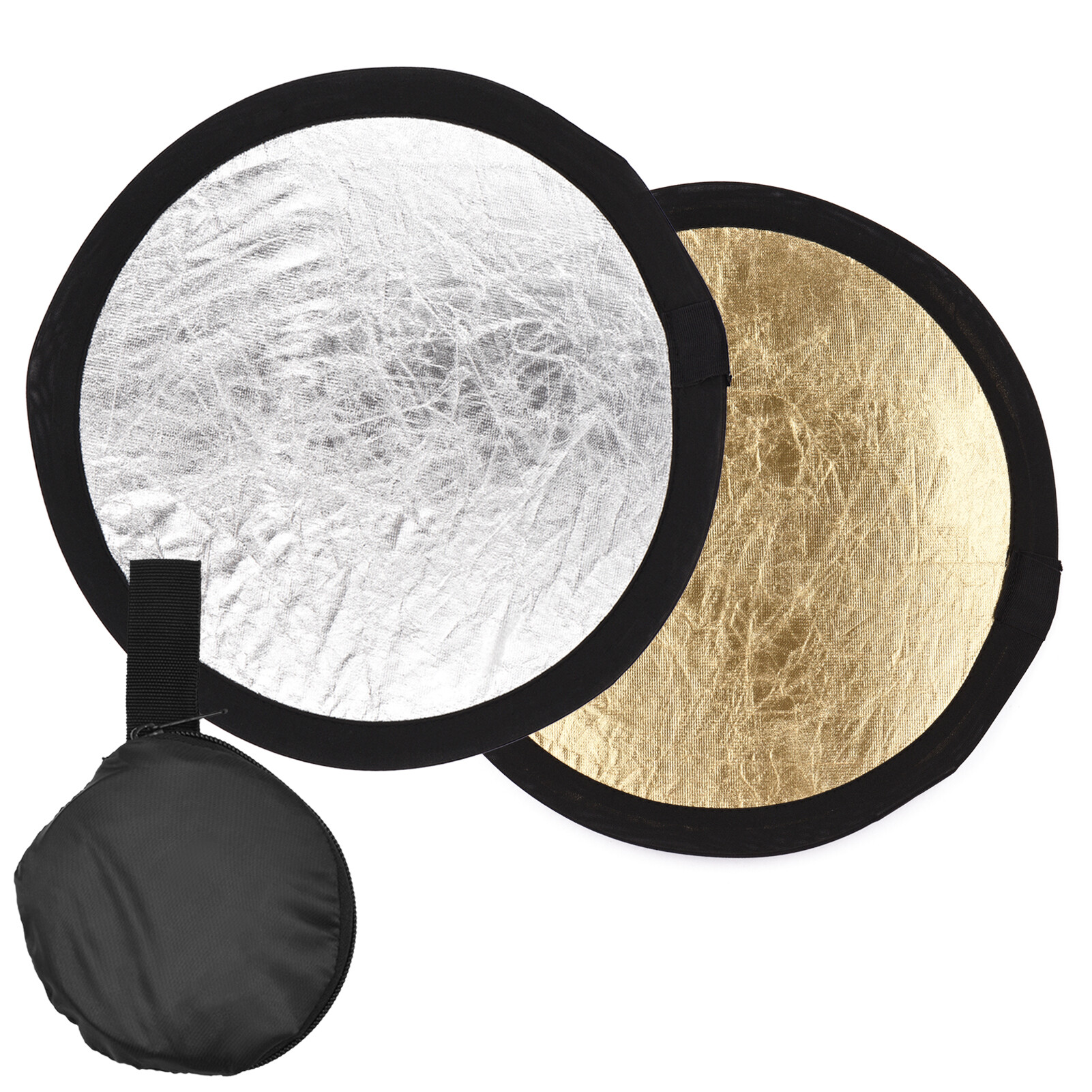 30cm/12inch Photography Round Reflector Silver & Gold 2-in-1 Collapsible Portable for Studio Photography with Carry Bag