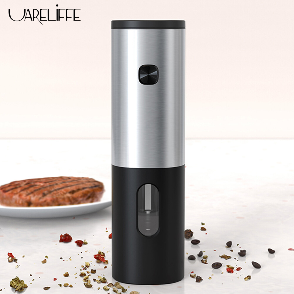Uareliffe Electric Salt And Pepper Grinder Set With LED Light Automatic Seasoning Spices Salt Pepper Mill 5 Levels Adjustable Coarseness Grinding With Refillable Container Electric Grinder Kitchen Tools Grinding Gadgets For Cooking BBQ Party Restaurant