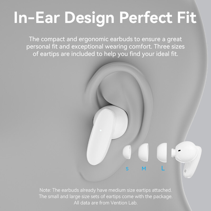 Vention ECHO LITE E11 Bluetooth 5.4 5.3 Earphone Wireless Earbuds Headset Smart Noise Canceling Sport Gaming Sweatproof Built-In Microphone Touch Control True Wireless Earbuds