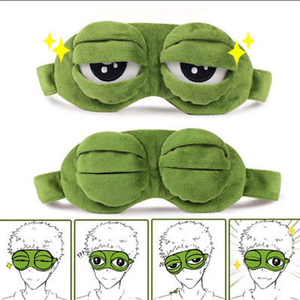 Moderntime Tiktok style 3D Cartoon Sleep Mask Frog Eye Cover Eye Blindfold Sleeping Make Kids Adult Fun