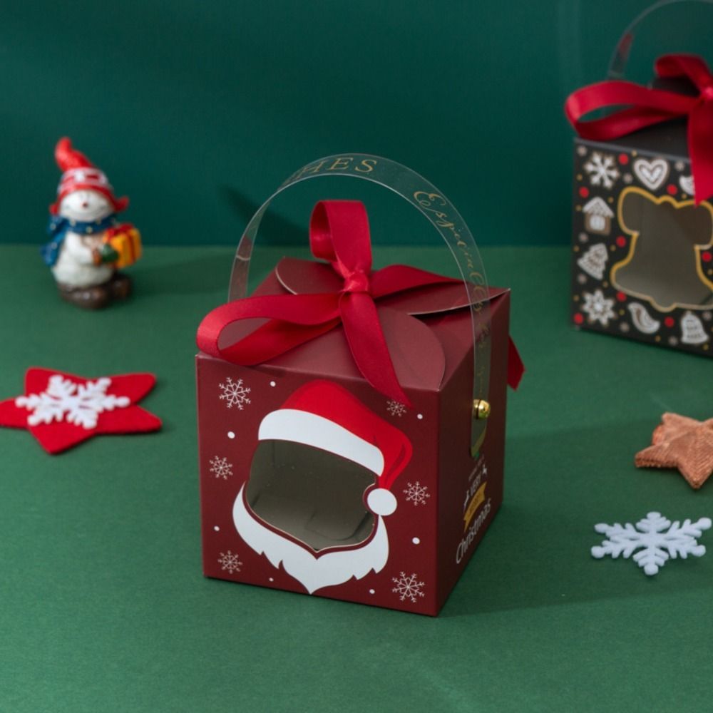 RSBPHM 5Pcs New For Cookie Candy Home Decor For Chocolates Xmas Party Favors Candy Box Christmas Paper Bag Little Gift Packaging