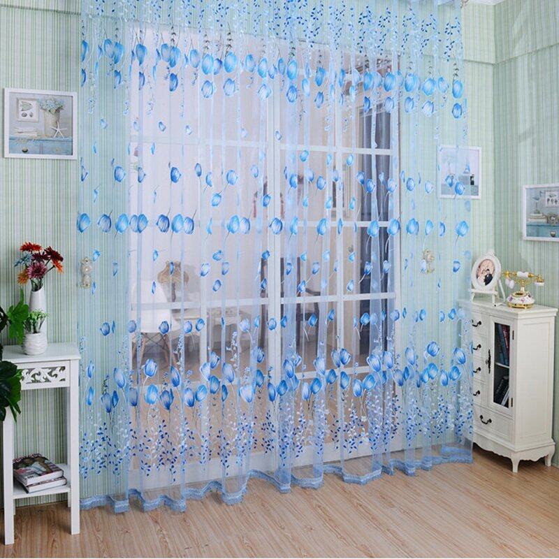 Tulip Hoa Sợi, Hạt Rèm Cửa Sổ Mỏng Rèm Cửa Khăn Cho Phòng Ngủ