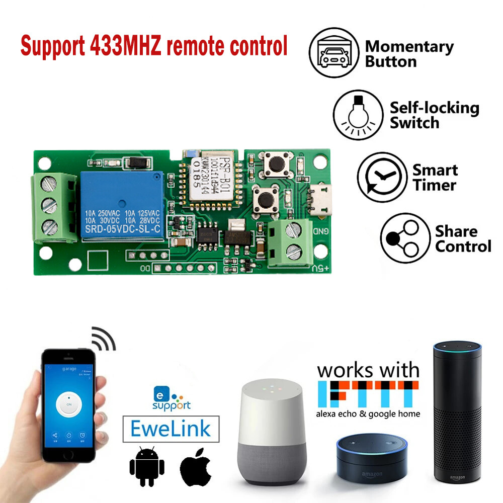 Original Diymore DC5V 7V-32V 1/2/4Channel WiFi Remote Control Relay Switch Module Supports 433MHZ Remote Control For EWelink APP System