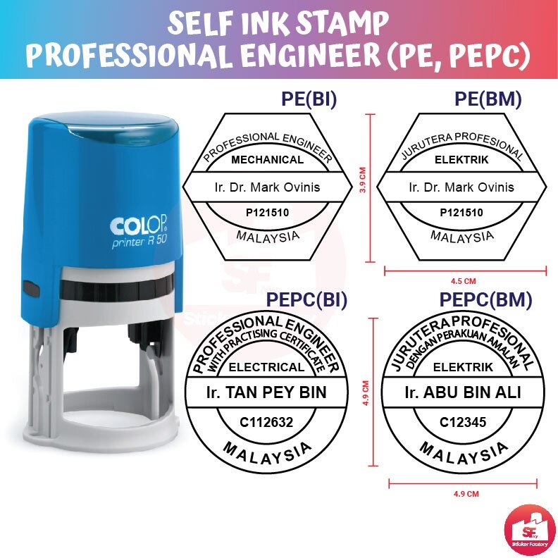 Professional Engineer Stamp Chop PE PEPC Self Ink/Cop Jurutera ...