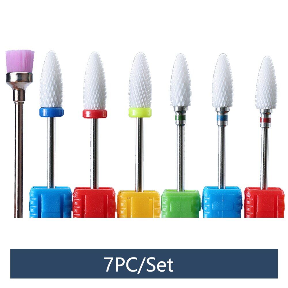 7 Chiếc Mũi Khoan Móng Tay Bằng Gốm Bộ Dao Cắt Kim Cương Bộ Dao Phay Để Làm Móng Mũi Khoan Cắt Ngọn Lửa Cho Móng Phụ Kiện