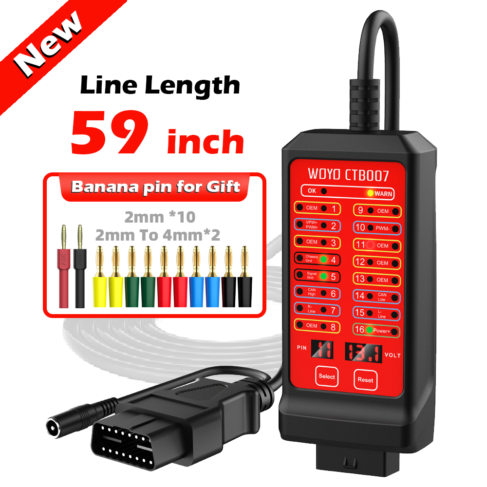 Woyo 12v/24v ctb007 can tester obd 2 breakout box automotive diagnostic scanner for all car with obd 2 plug