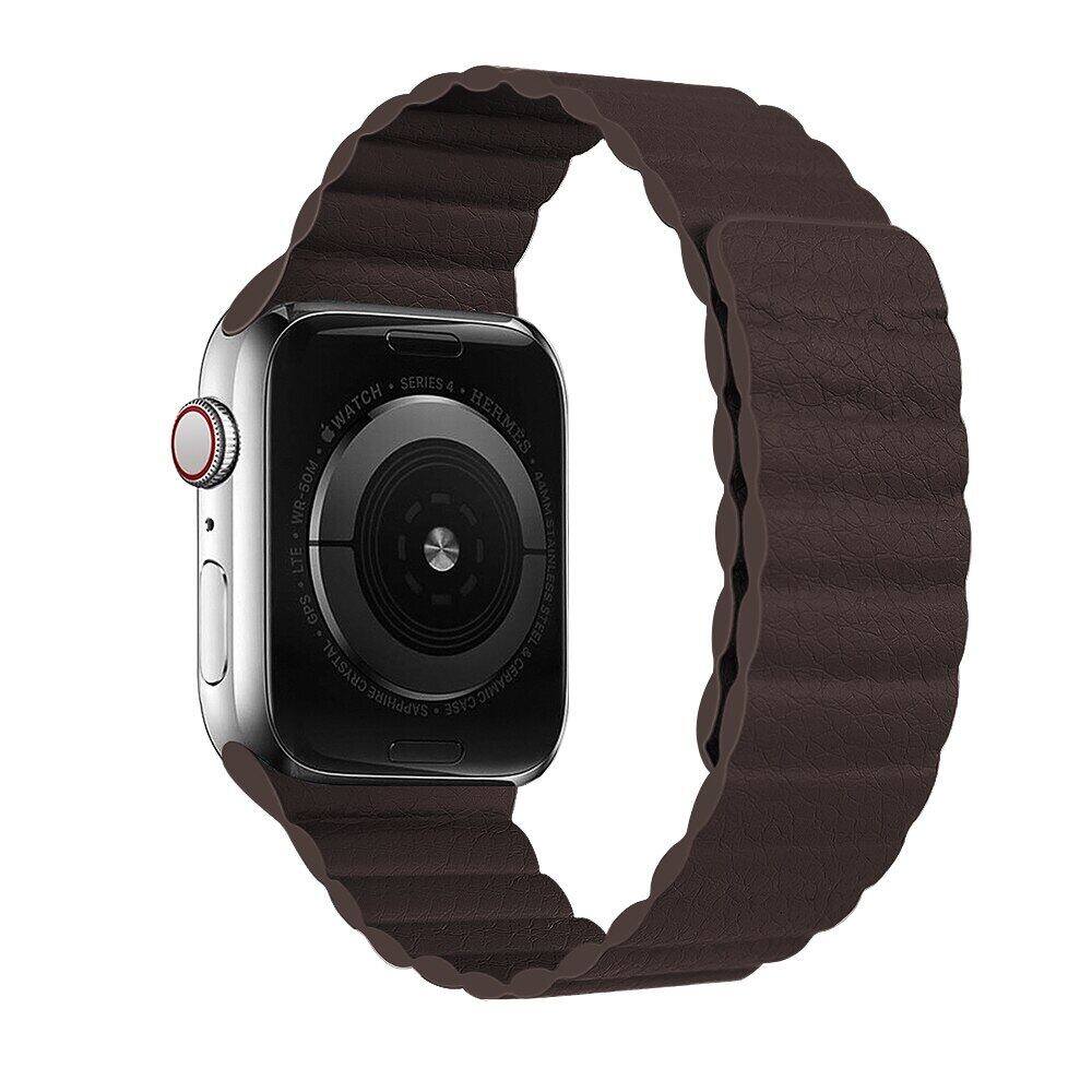 Leather Loop for Apple Watch Ultra 2 Band 49mm 45mm 44mm 41mm 40mm 38mm 42mm Magnetic Smartwatch Wristband Belt Bracelet IWatch Series 9 8 7 6 5 4 3 2 1 SE Strap