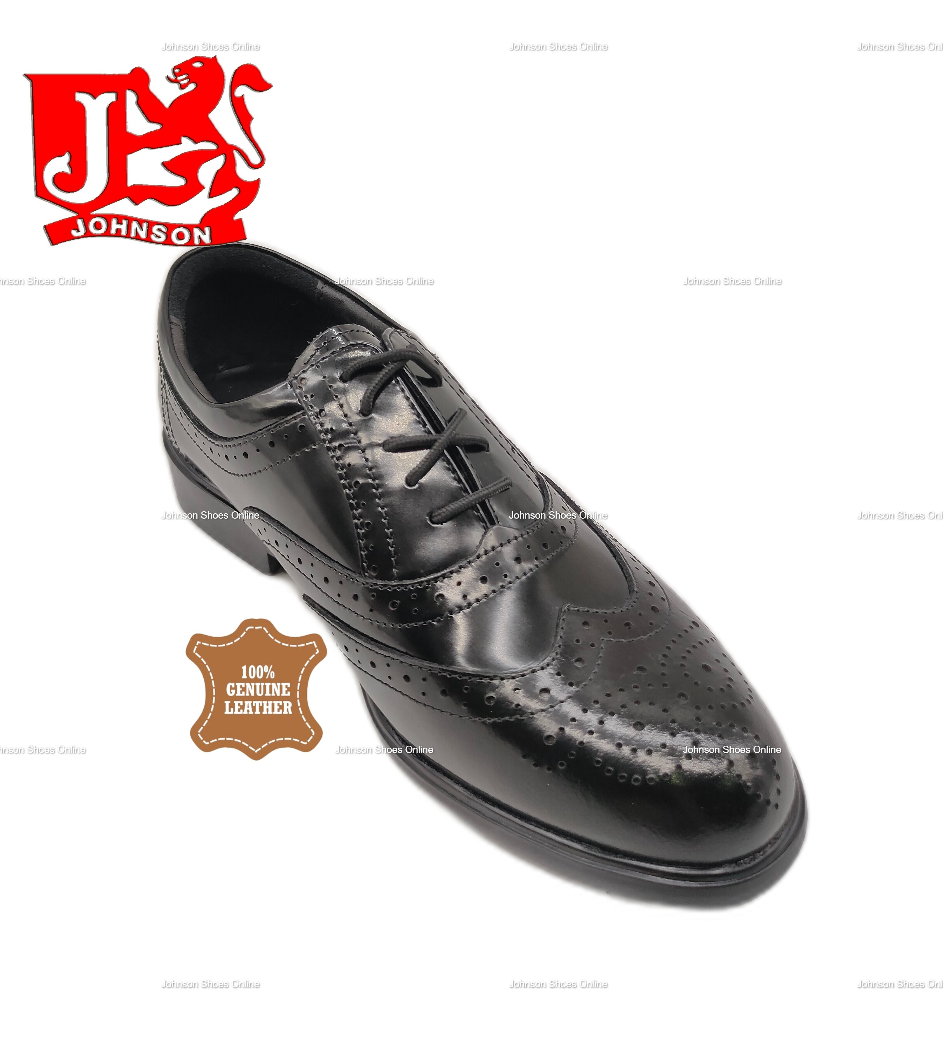 Johnson Kasut Brogue 133417 Johnson Officer Brogue Shoes Leather