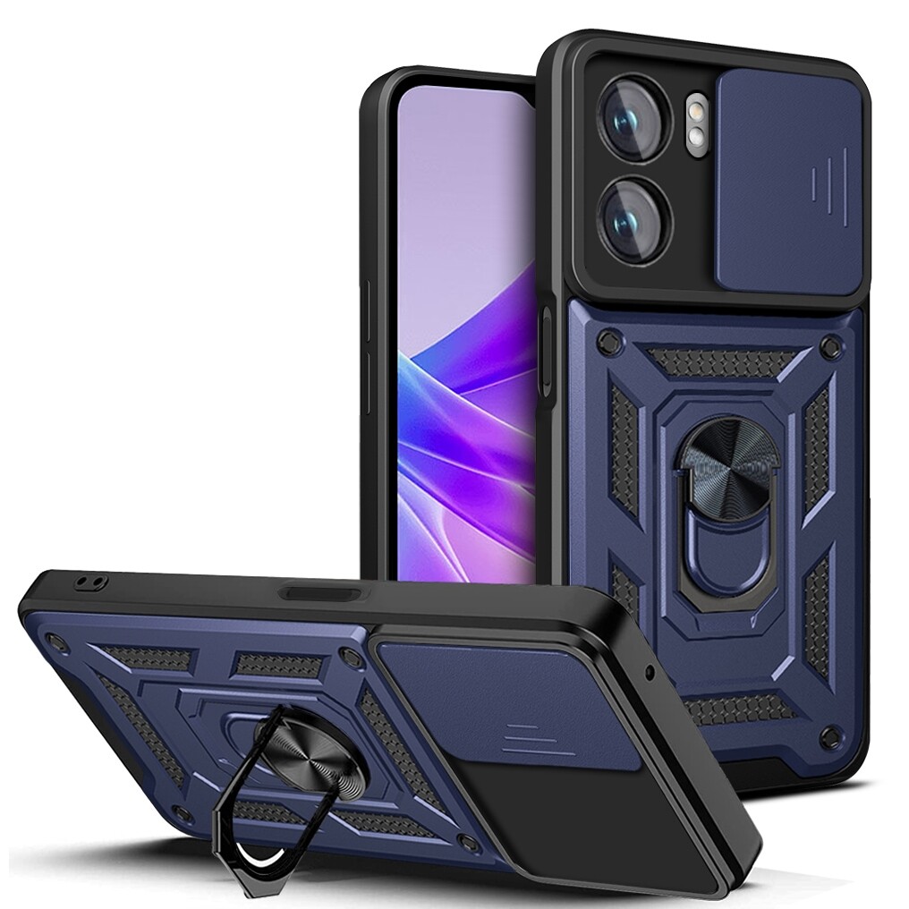 For oppo a77/a57 sliding camera design tpu + pc phone case