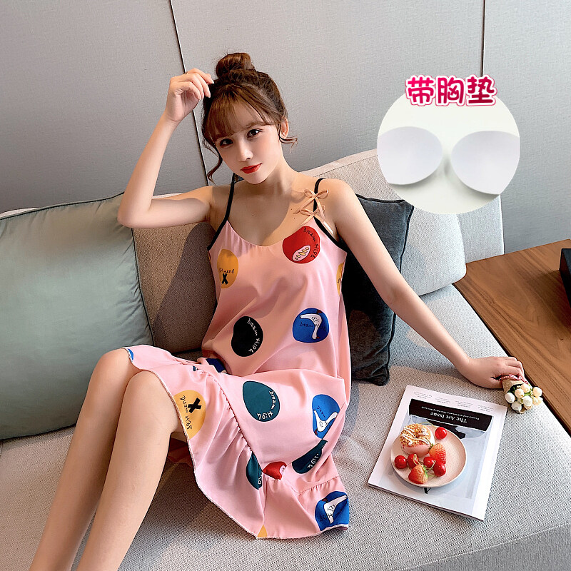 Nơi bán 2020 Lụa Satin Đồ Lót Dây Đeo Spaghetti Áo Ngủ Phụ Nữ Mùa Hè Truyện Tranh In Trang Phục Quần Áo Ngủ Váy Ngủ Váy Ngủ