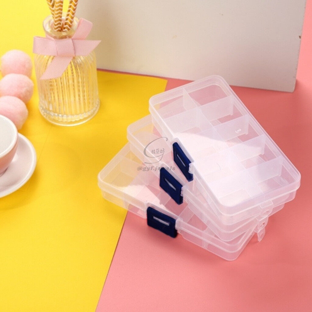 3pcs Grid Transparent Plastic Box 10 Grid Storage Box Parts Packaging Plastic Box Small Transparent Ten-grid Detachable Storage Box